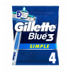 GILLETTE BLUE SIMPLE 3 DISPOSABLE RAZOR FOR MEN SENSITIVE SKIN 4 PIECES
